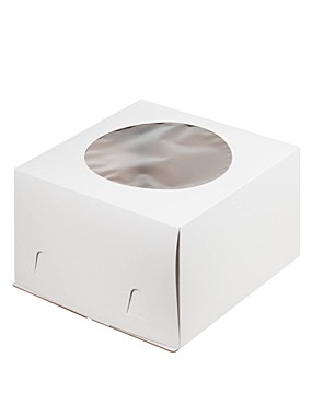 Коробка для торта с окошком, 240*240*180 мм (белая) Х-Э